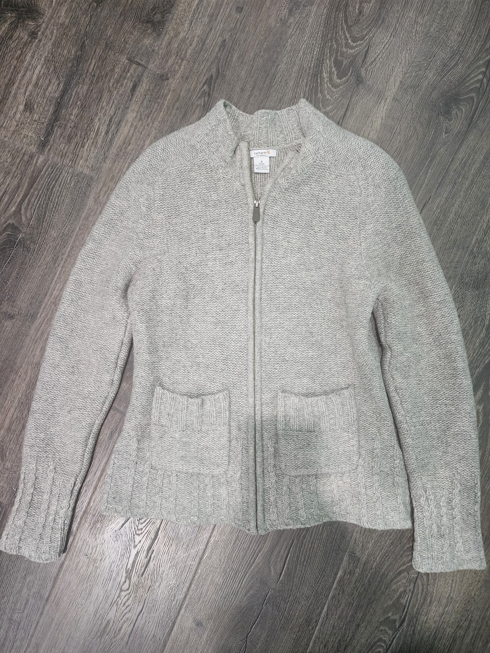 Carhartt Women's Light Gray Lambswool Zip Cardigan